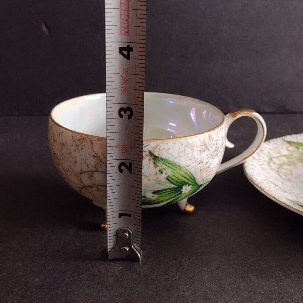 Vintage Relco Japan Porcelain Lily Of The Valley Floral Teacup & Saucer White - Picture 11 of 12